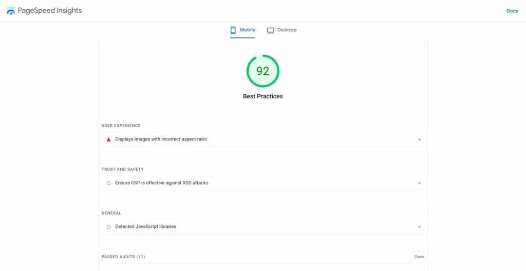 ธีม woocommerce ที่เหมาะกับมือถือ: ข้อมูลเชิงลึกของ pagespeed