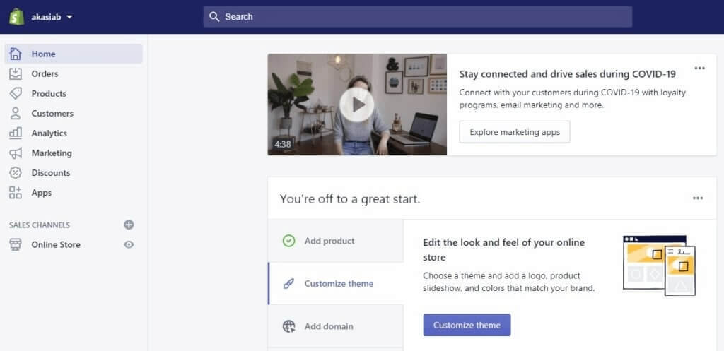 Konto Shopify