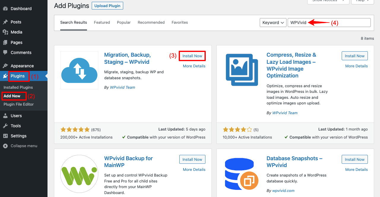 3 つの異なる方法で WordPress サイトを複製する方法 14 Install and Activate WPVivid Plugin