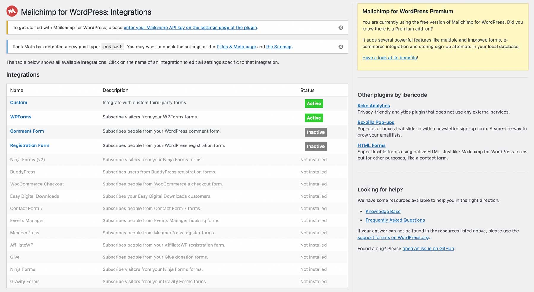 การรวม Mailchimp