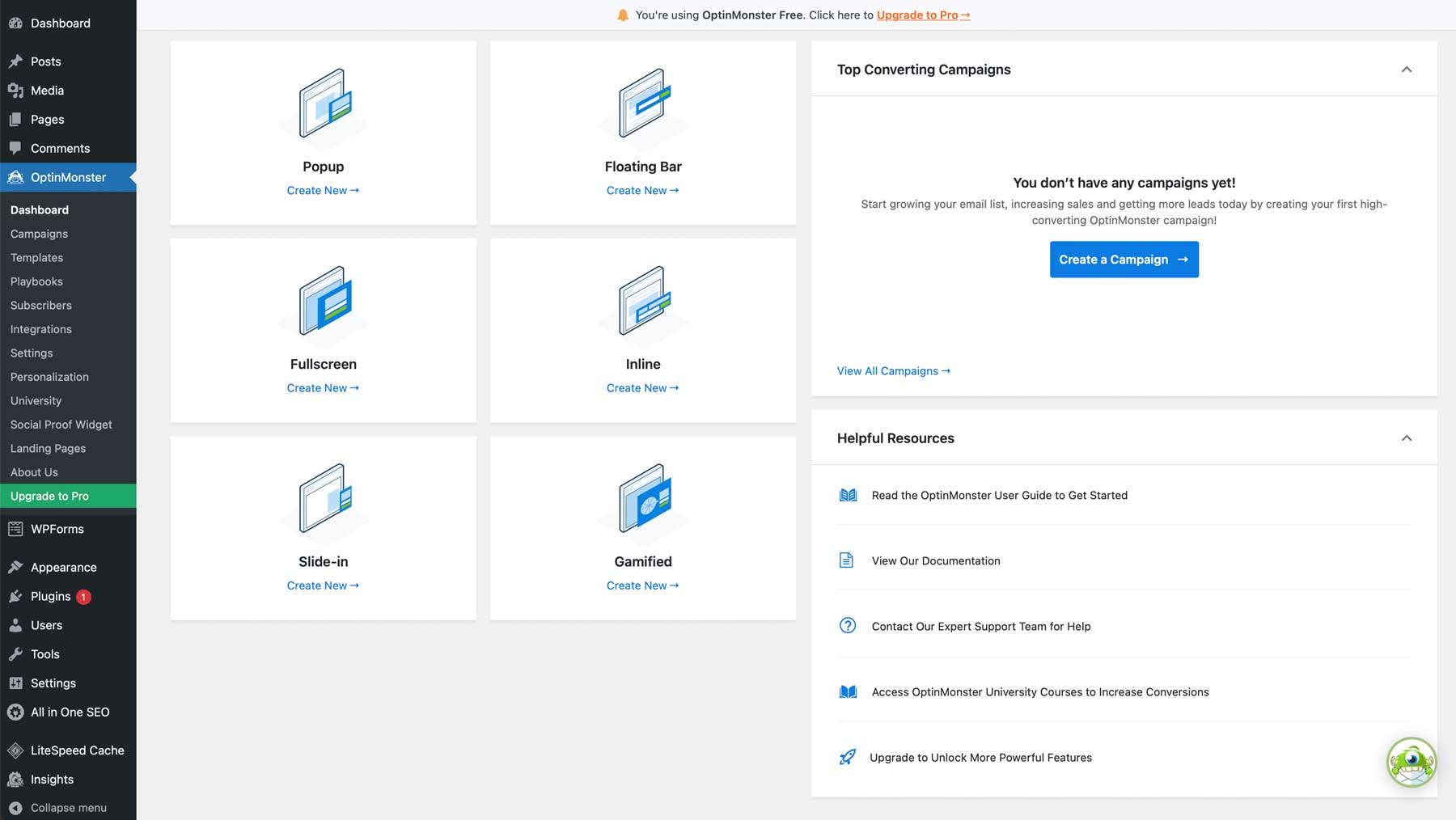 optinmonsterแดชบอร์ด