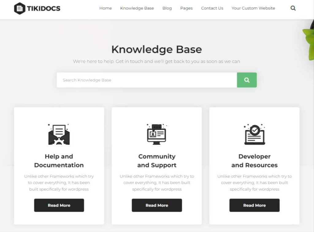 Тема базы знаний Tikidocs