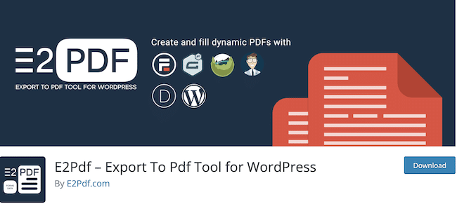 Complemento de descarga de PDF de WordPress E2Pdf