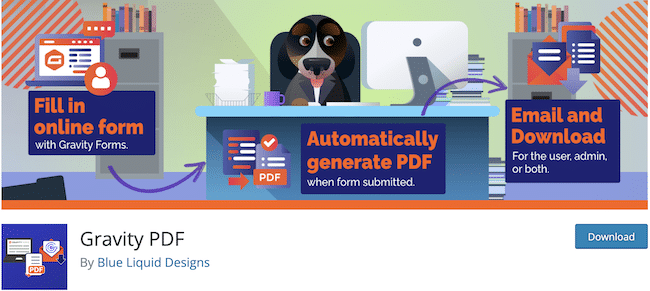 Complemento Gravity PDF WordPress para descargar archivos PDF