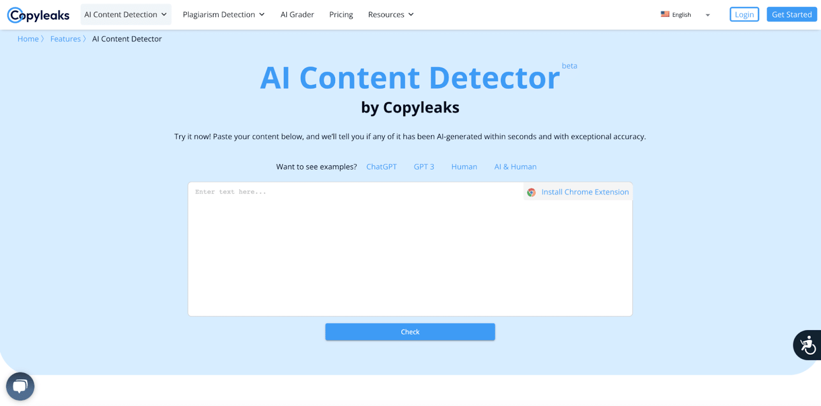 Verificator AI al site-ului Copyleaks