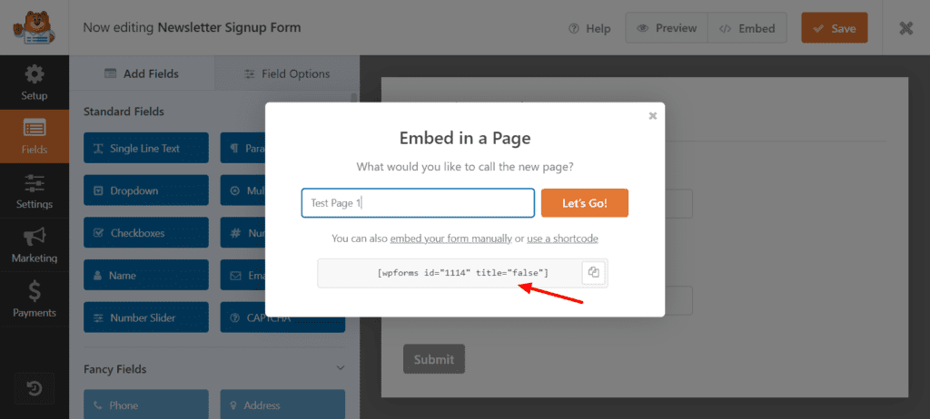 Formular de încorporare WPForms