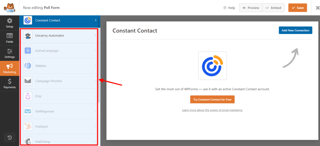 Integrari de marketing WPForms