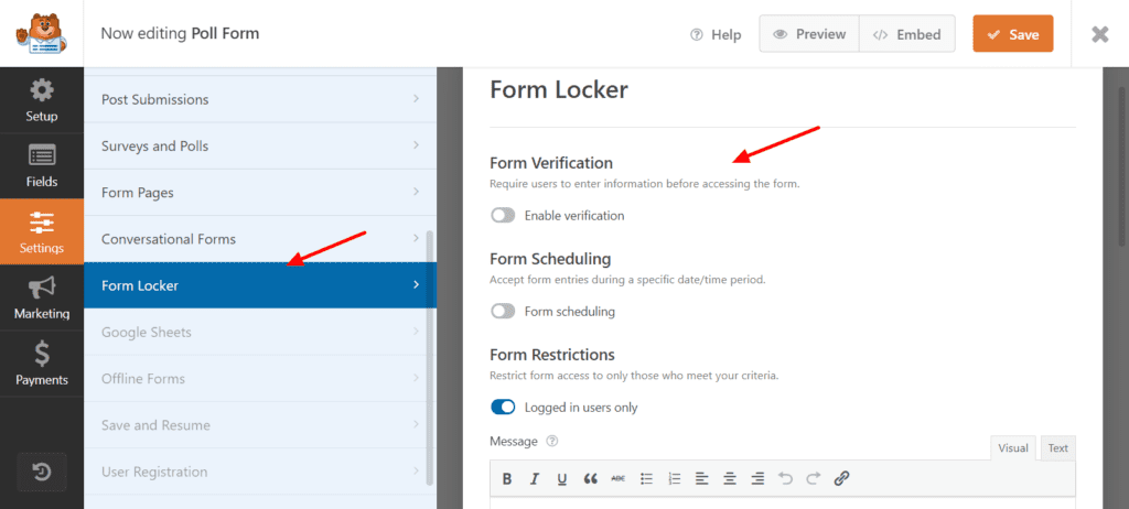 Addon WPForms Form Locker