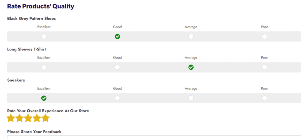 Formularul de feedback despre produs WP Forms