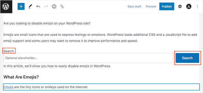 Personalizarea blocului de căutare WordPress Customizing the WordPress search block
