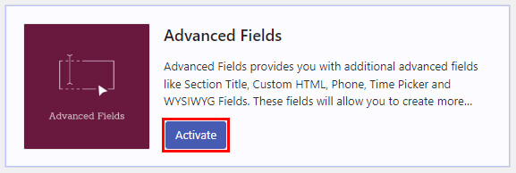 Activați Addon Advanced Field