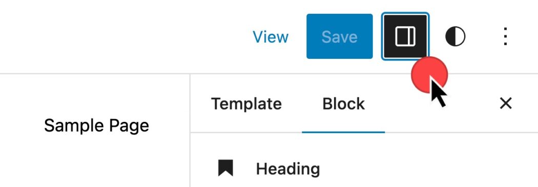 Pictograma setărilor din WordPress 6.2 a fost schimbată pentru a arăta mai mult ca panoul care este dezvăluit din partea dreaptă a ecranului, comparativ cu un simbol roțit.