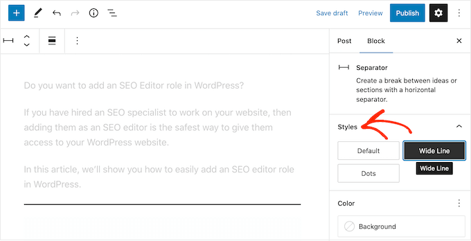 Adăugarea de stiluri de linii diferite în WordPress Adding different line styles in WordPress