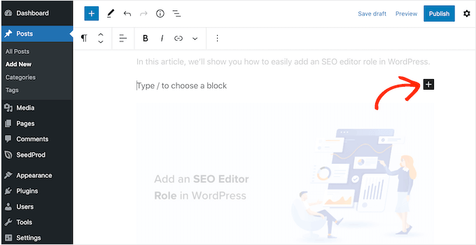 Adăugarea unui bloc Separator la WordPress Adding a Separator block to WordPress