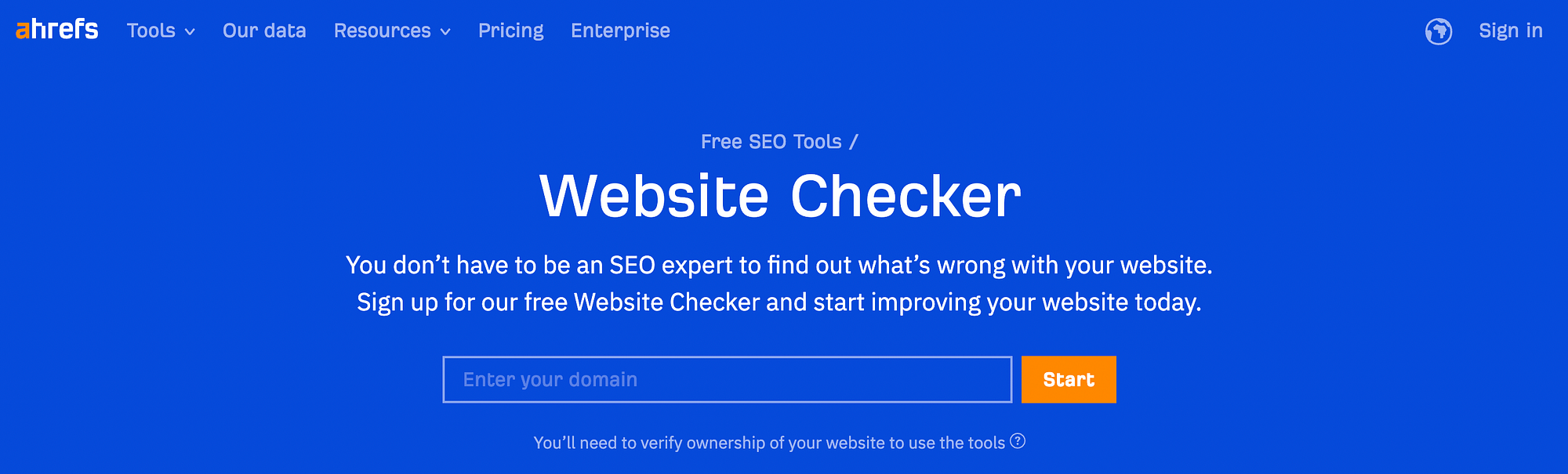 Instrumentul ahrefs Website Checker