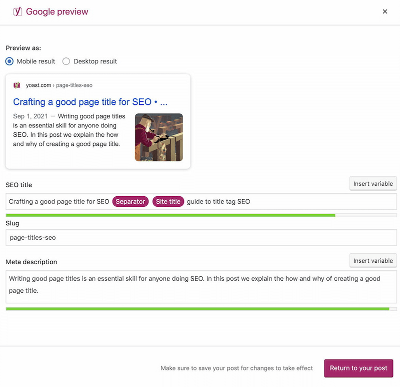 L'interface intuitive de Yoast SEO - Source : yoast.com