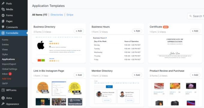 Шаблоны приложений Application templates