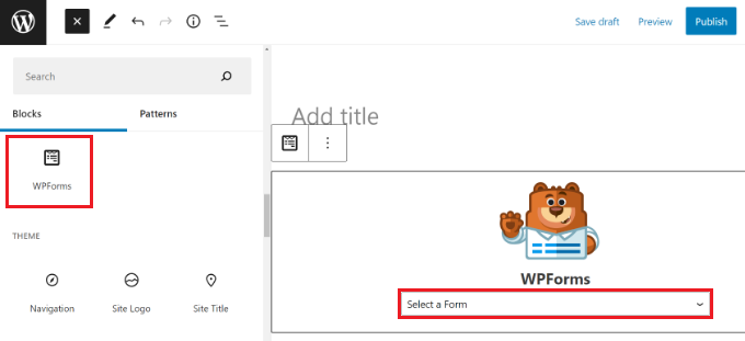 Добавляем блок WPForms в wordpress Add a WPForms block in wordpress