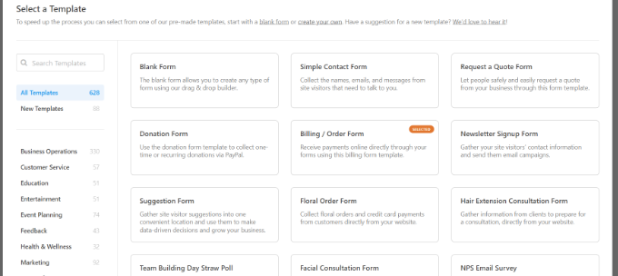Шаблоны форм WPForms WPForms form templates