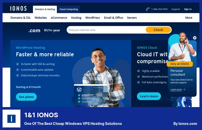 1&1 IONOS — одно из лучших дешевых решений для хостинга Windows VPS