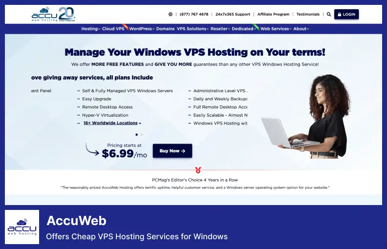 AccuWeb - предлагает дешевые услуги хостинга VPS для Windows