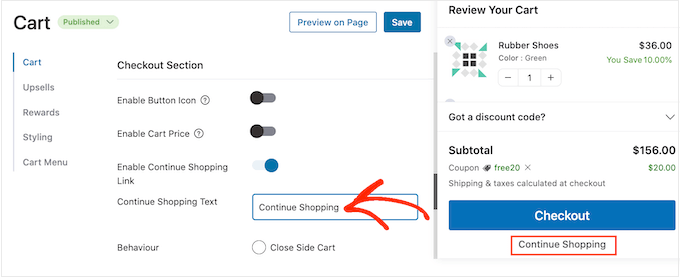自定义“继续购物”文本 Customizing the 'Continue shopping' text