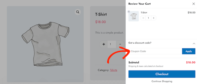 在 WooCommerce 中将优惠券代码添加到滑动侧推车 Adding coupon codes to a sliding side cart in WooCommerce