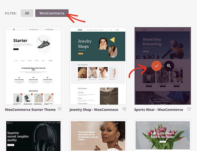 เทมเพลต seedprodwoocommerce SeedProd Choose a WooCommerce template kit