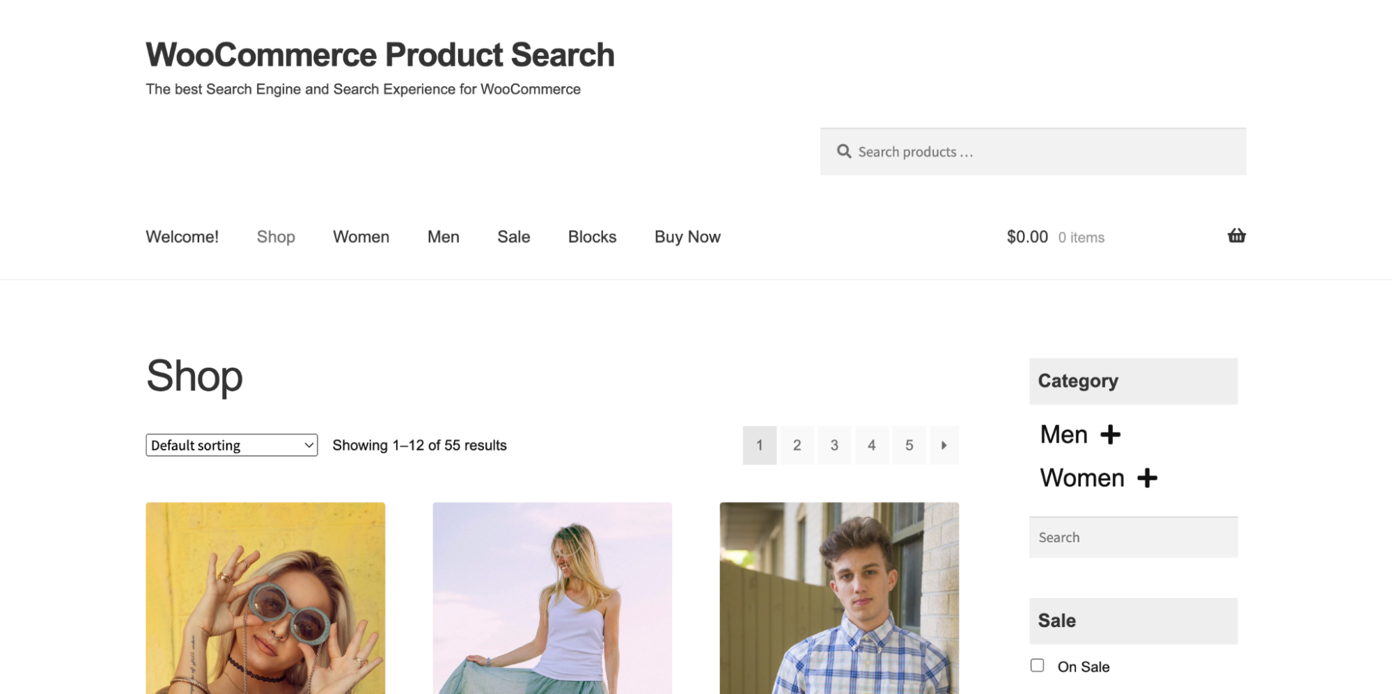 Demonstracja wyszukiwania produktów WooCommerce