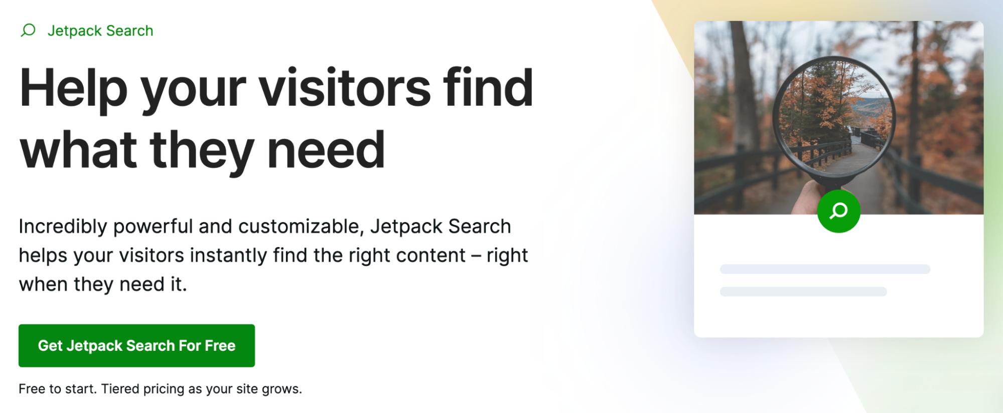 Projekt strony głównej Jetpack Search