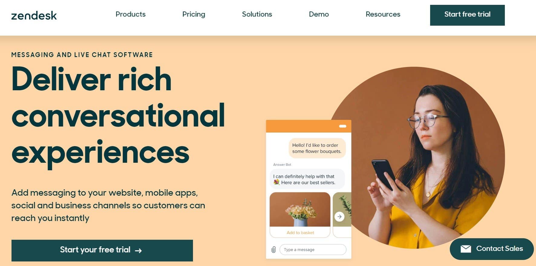 หน้าแรกแชทสดของ Zendesk