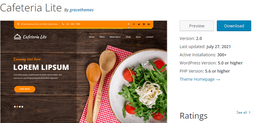 Cafeteria- 無料の WordPress テーマカフェ