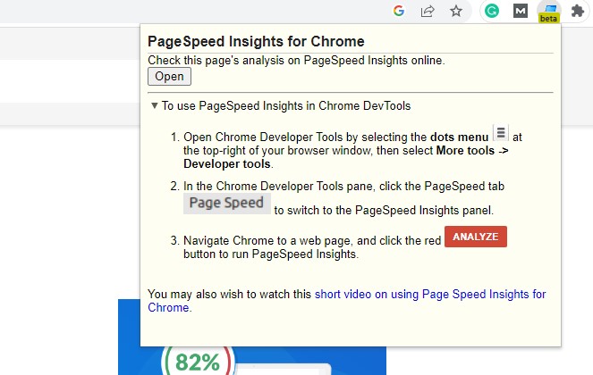 Ekstensi Chrome Wawasan Kecepatan Laman