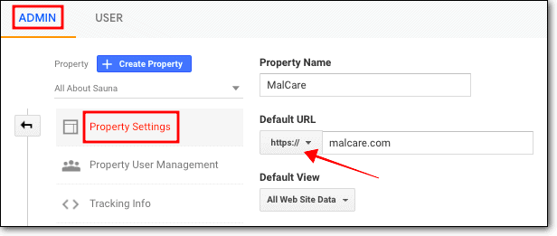 URL de cambio de análisis de Google