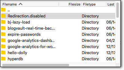 deshabilitar el complemento filezilla