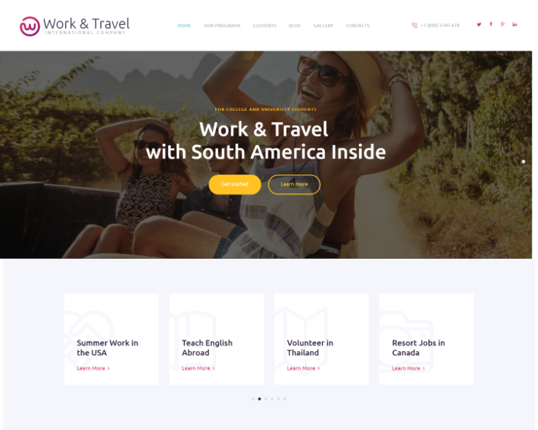 Cómo lanzar un sitio web de trabajo conjunto con un tema de WordPress 79 Work and Travel WordPress theme