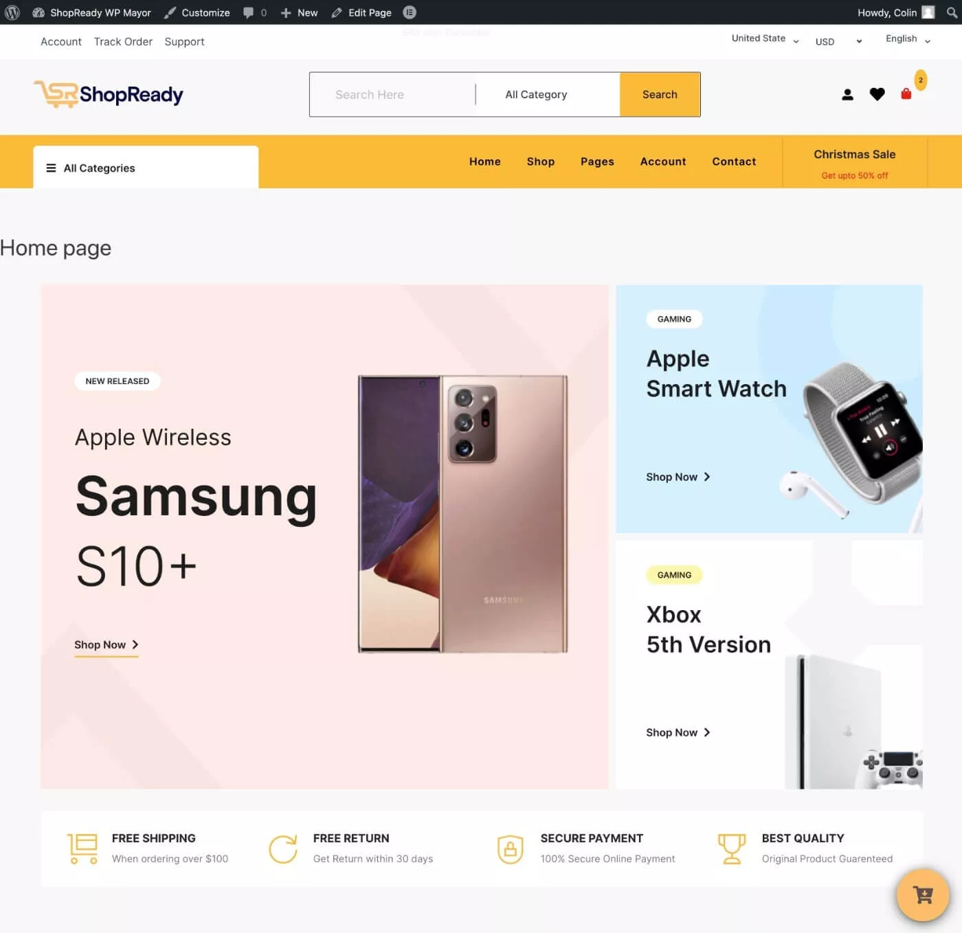 مثال على موقع ShopReady التجريبي
