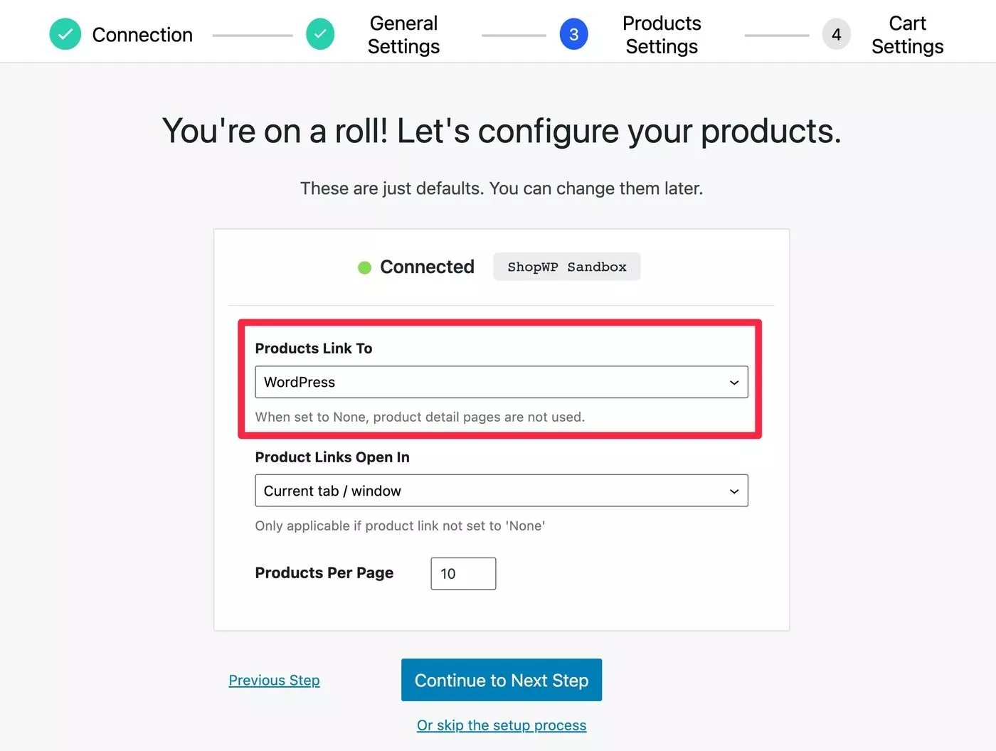 Paramètres du produit