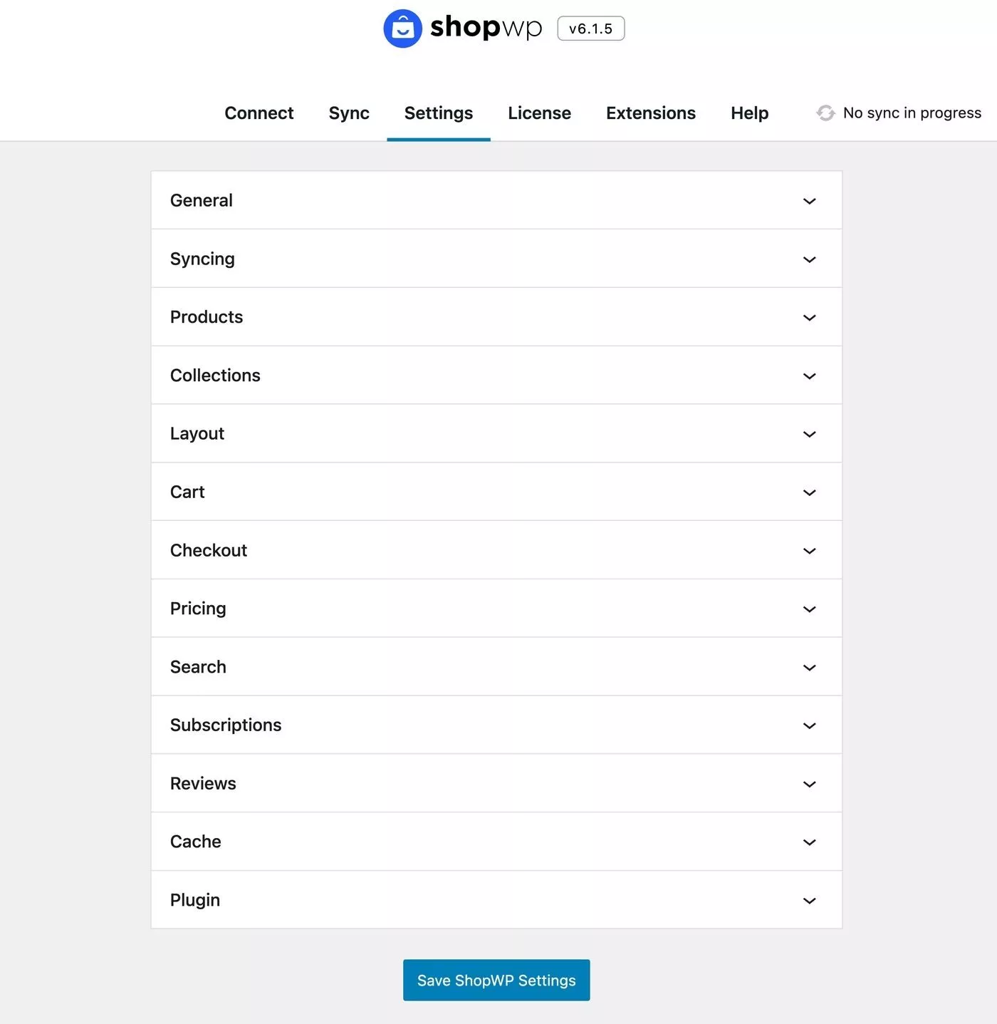 Paramètres ShopWP