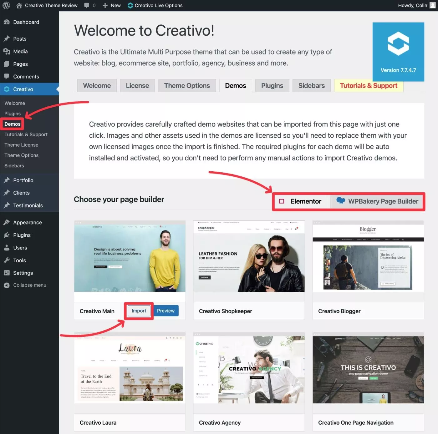 นำเข้าการสาธิต Creativo