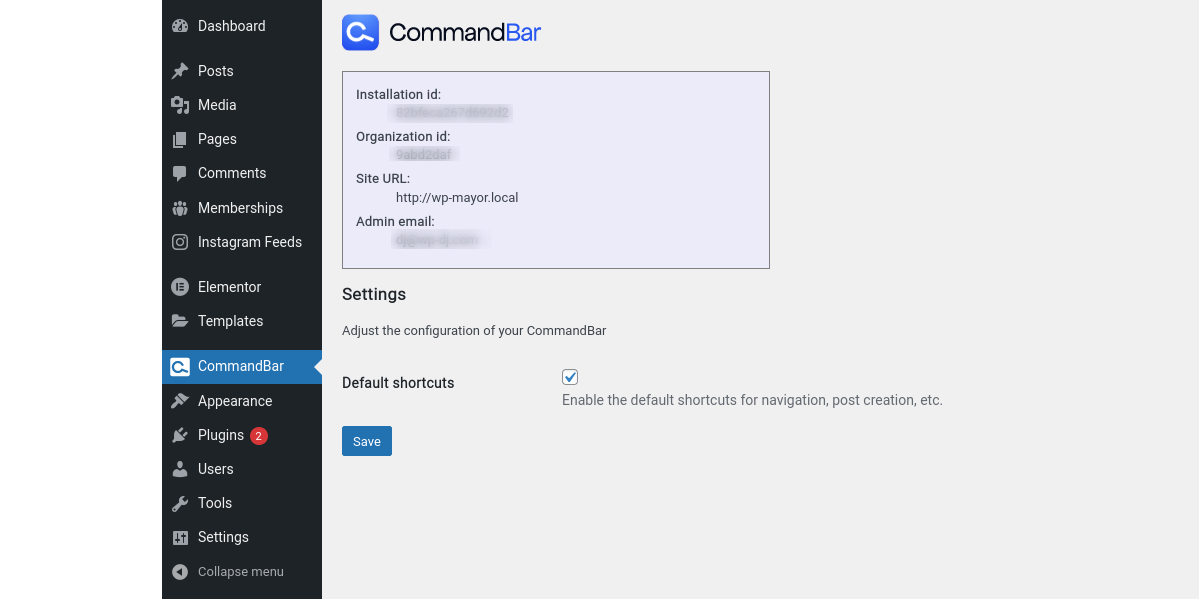 Setări CommandBar