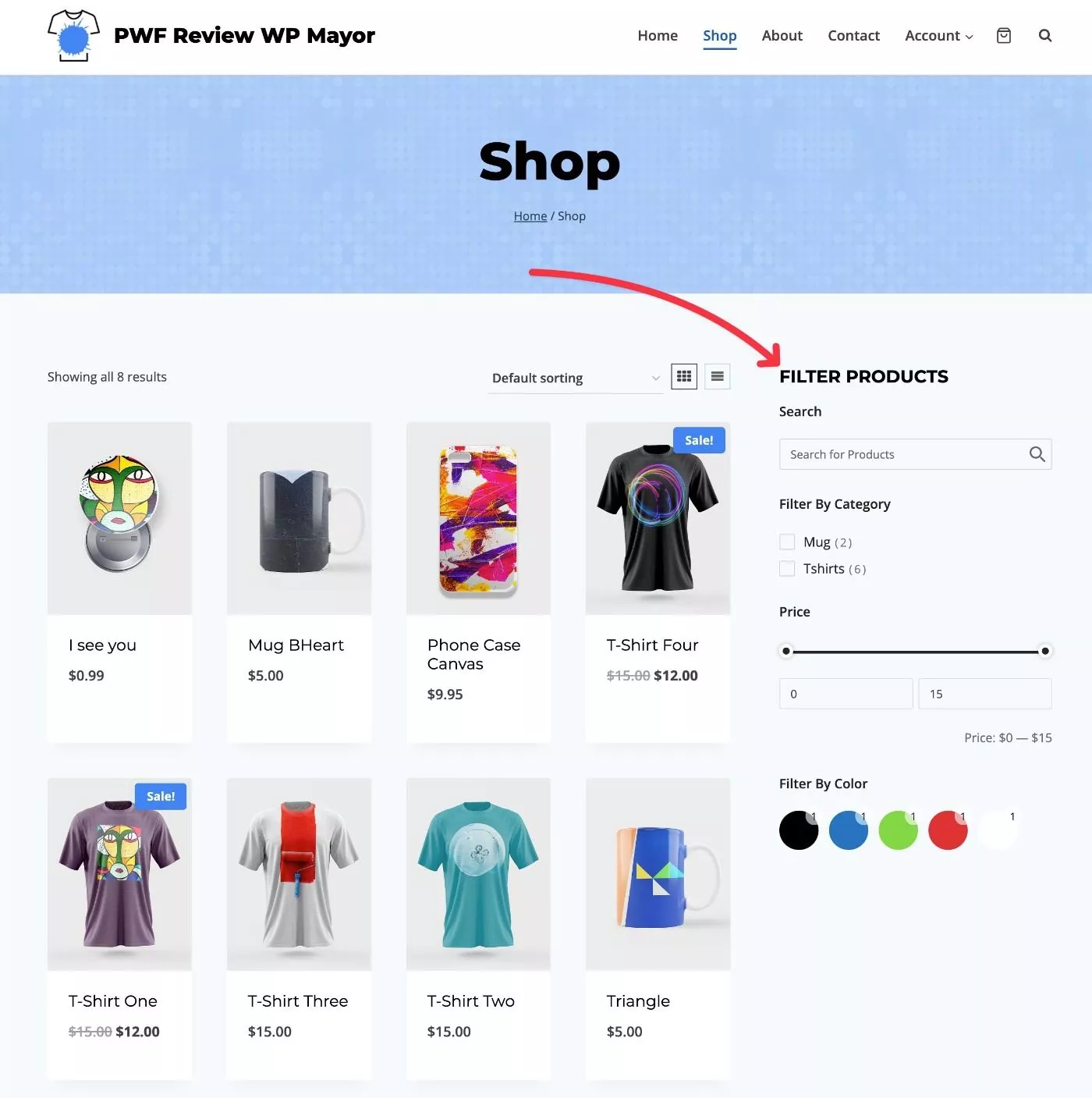 Beispiel für einen WooCommerce-Produktfilter