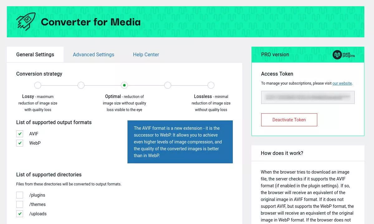 Screenshot des Converter for Media-Menüs