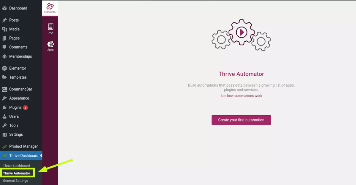 Thrive Automator ダッシュボード
