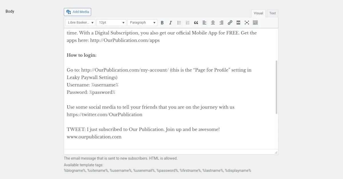 tangkapan layar menu Leaky Paywall