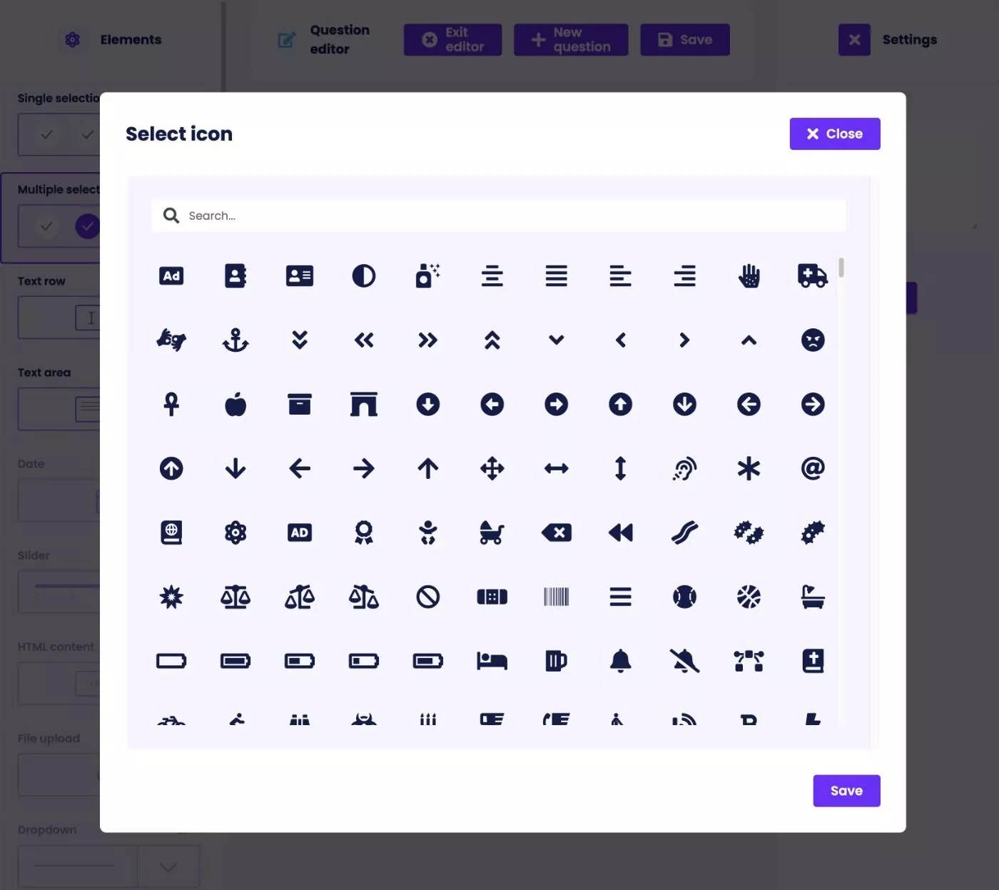 Selector de iconos