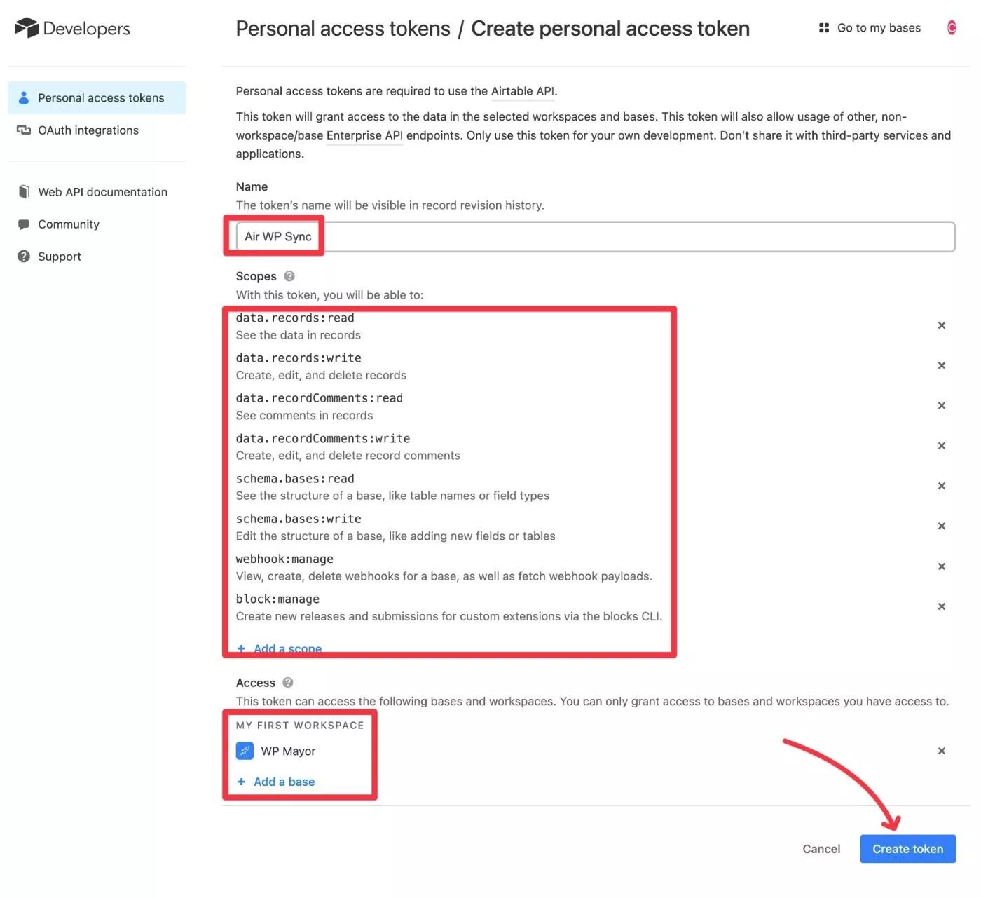 Acceder a la configuración del token