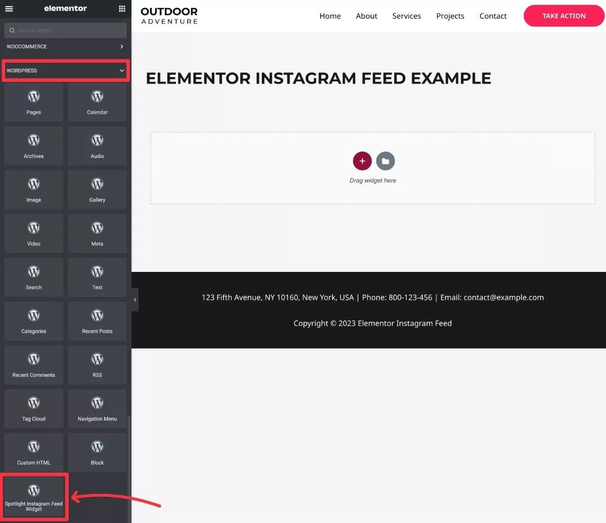 Zwykły widżet WordPress na Instagramie w Elemenotr
