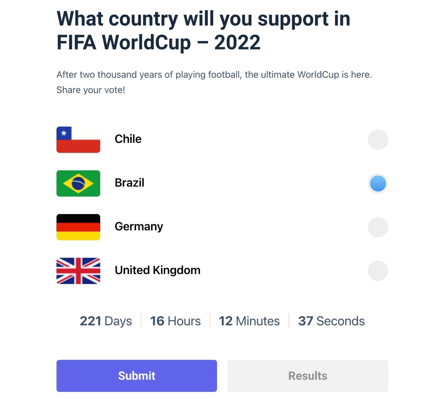 LiquidPoll의 설문 조사 예
