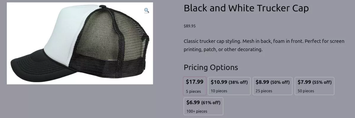 WoOCommerce の商品ページのスクリーンショット